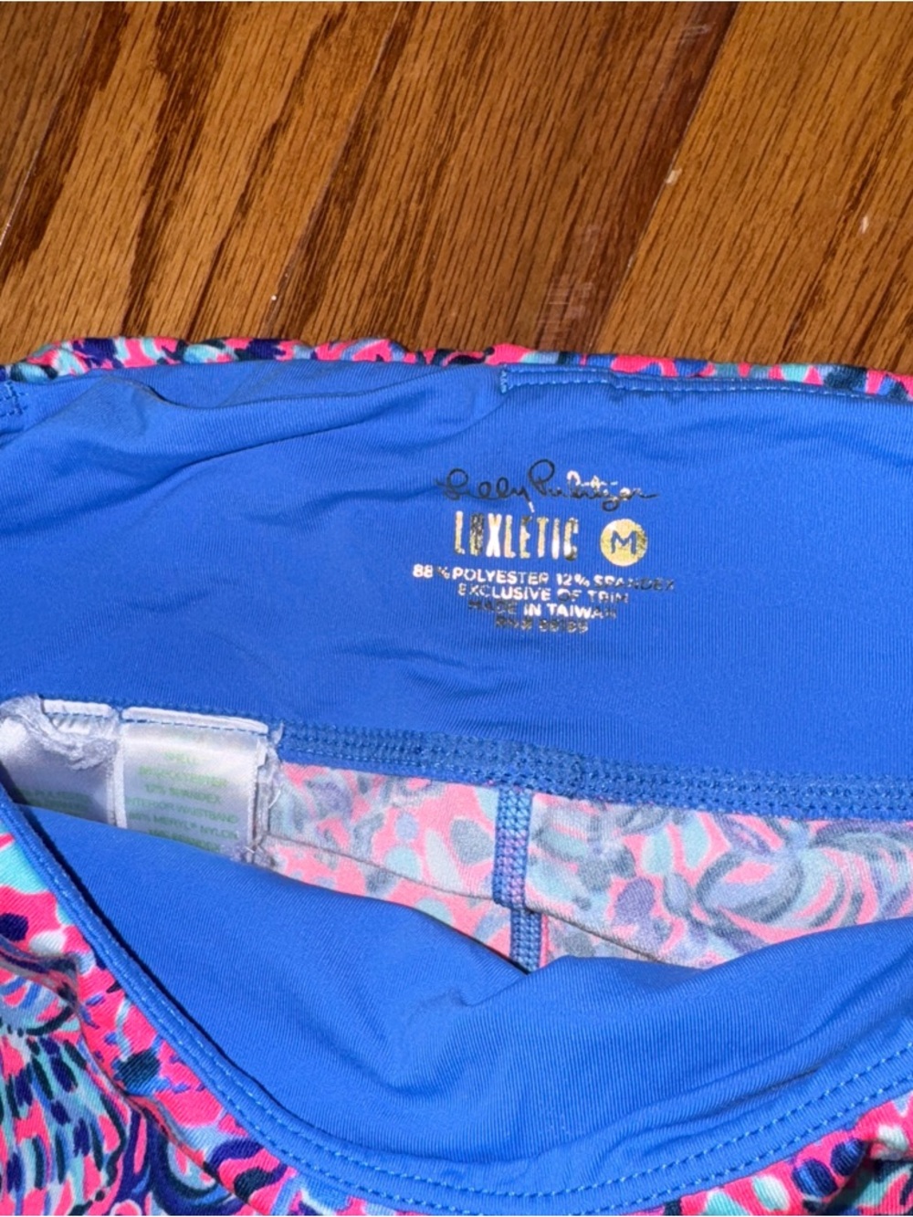 Lilly Pulitzer Luxletic Weekender High Rise Midi Leggings UPF 50 Blue Pink M - Picture 5 of 5